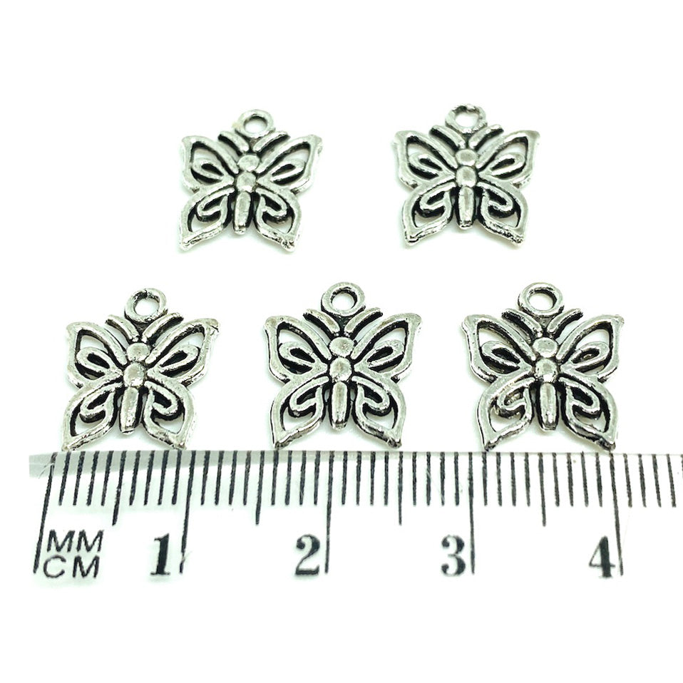 Colgante Mariposa Plateado - 10mm - 5und