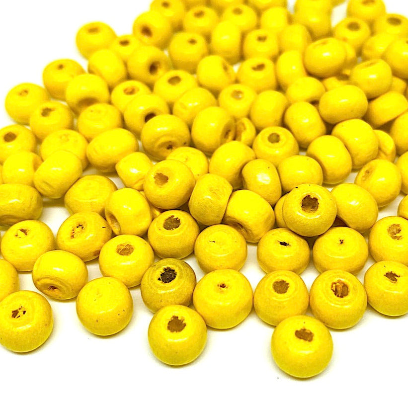 Cuentas de Madera - 6mm - 25gr - Amarillo