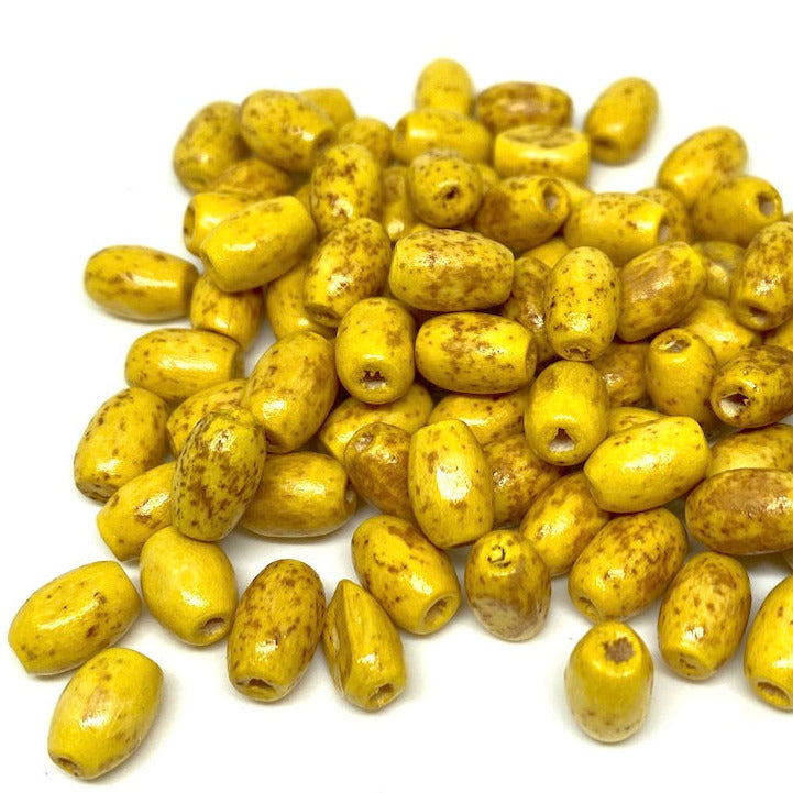 Cuentas de Madera Ovalado - 6x8mm - 20gr - Amarillo jaspeado