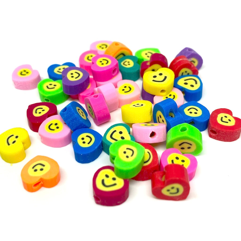 Cuentas Arcilla polimérica - Corazon Smile - 9mm - Set 10und