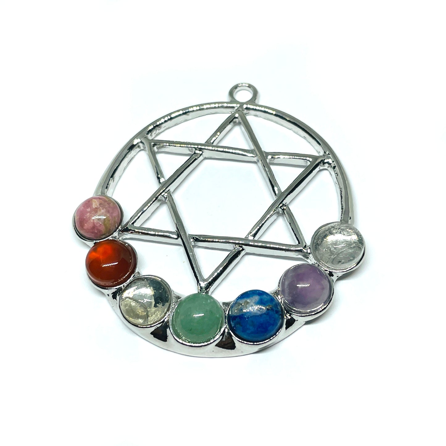 Colgante Piedras 7 chakras - 4,5cm - Estrella de David