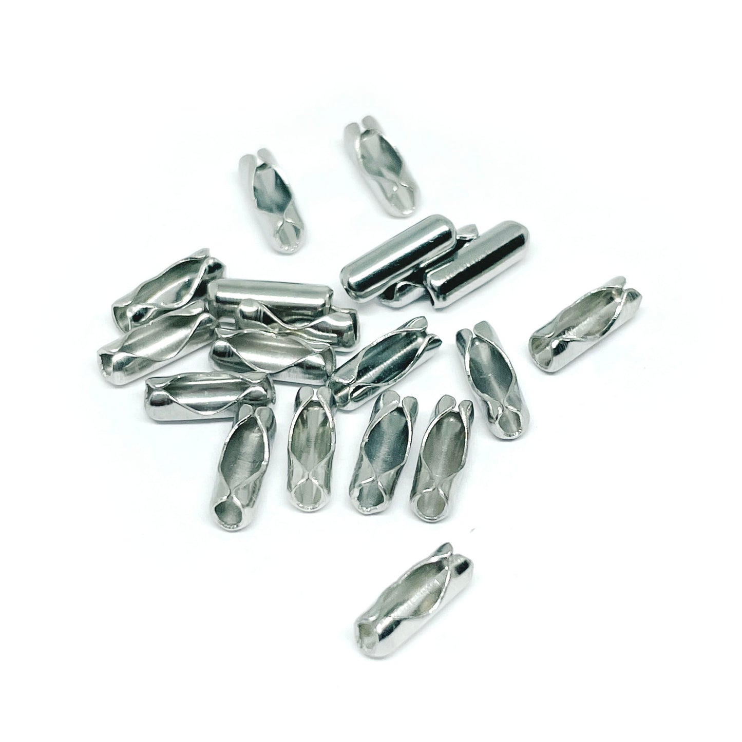 Conector-Broche Cadena bolitas - Plateado Oscuro - 8x2mm - 24und