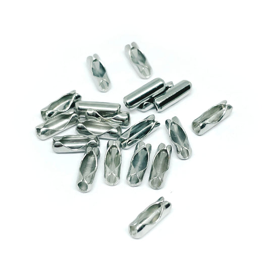 Conector-Broche Cadena bolitas - Plateado Oscuro - 8x2mm - 24und