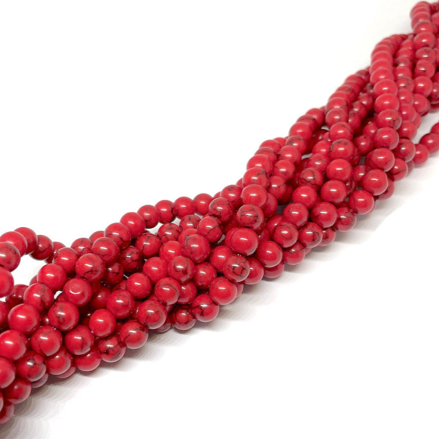 Howlita Roja Sintetica - 6mm - 55 cuentas aprox.