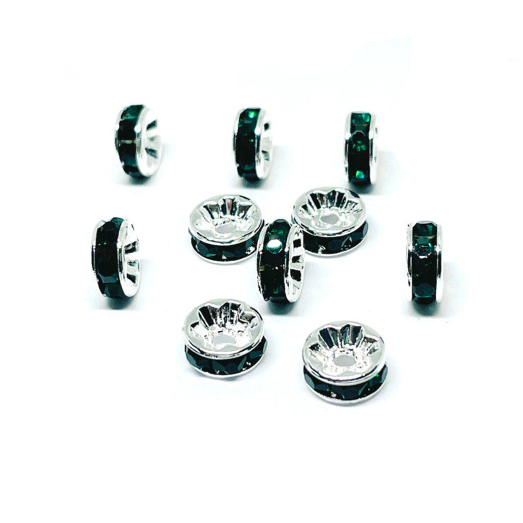 Separador Rondell Brillante - 8mm - Verde Oscuro - 10und