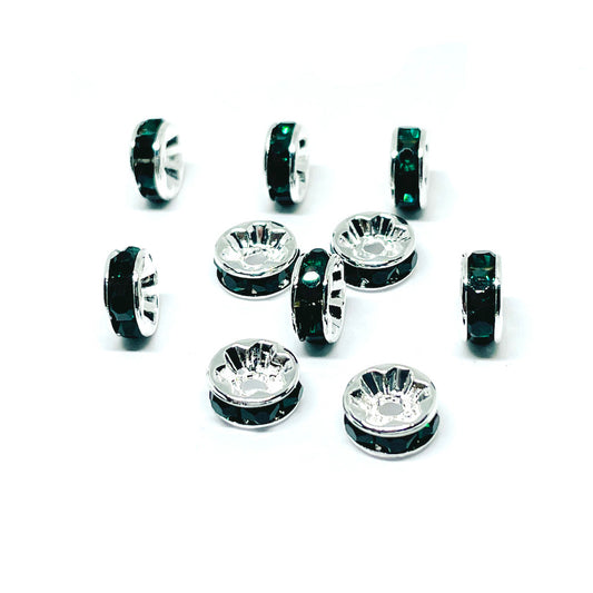 Separador Rondell Brillante - 8mm - Verde Oscuro - 10und