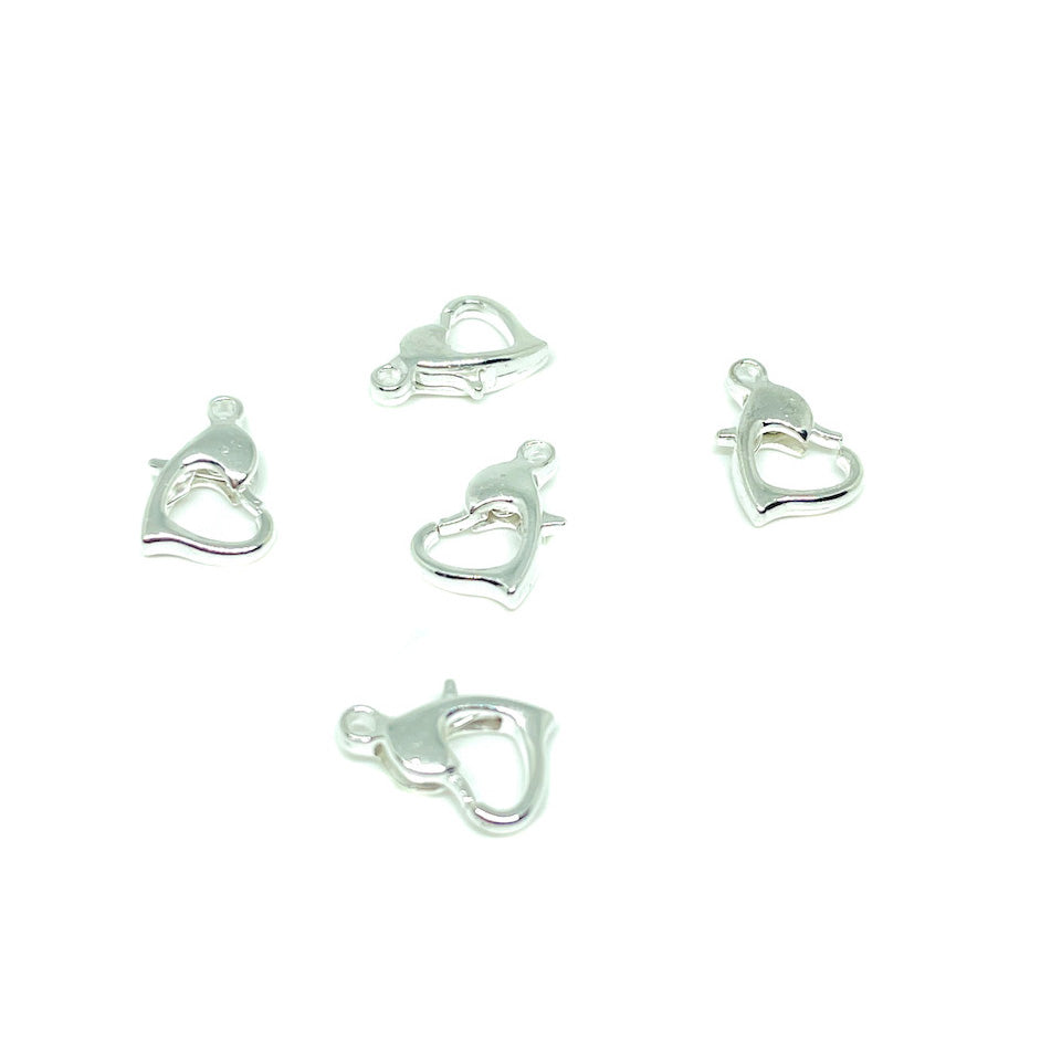 Broche Mosquetón Corazón 10mm - Plateado - Set 5und