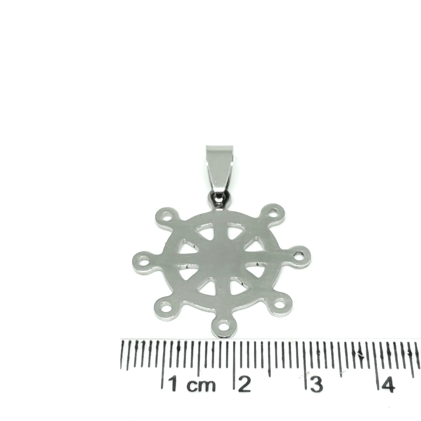 Colgante Acero Quirúrgico - Timón Plateado - 25mm