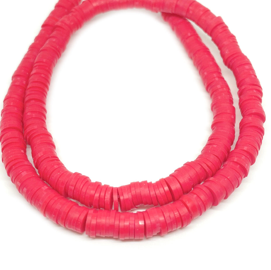 Cuentas de Fimo - 6x1mm - Rojo