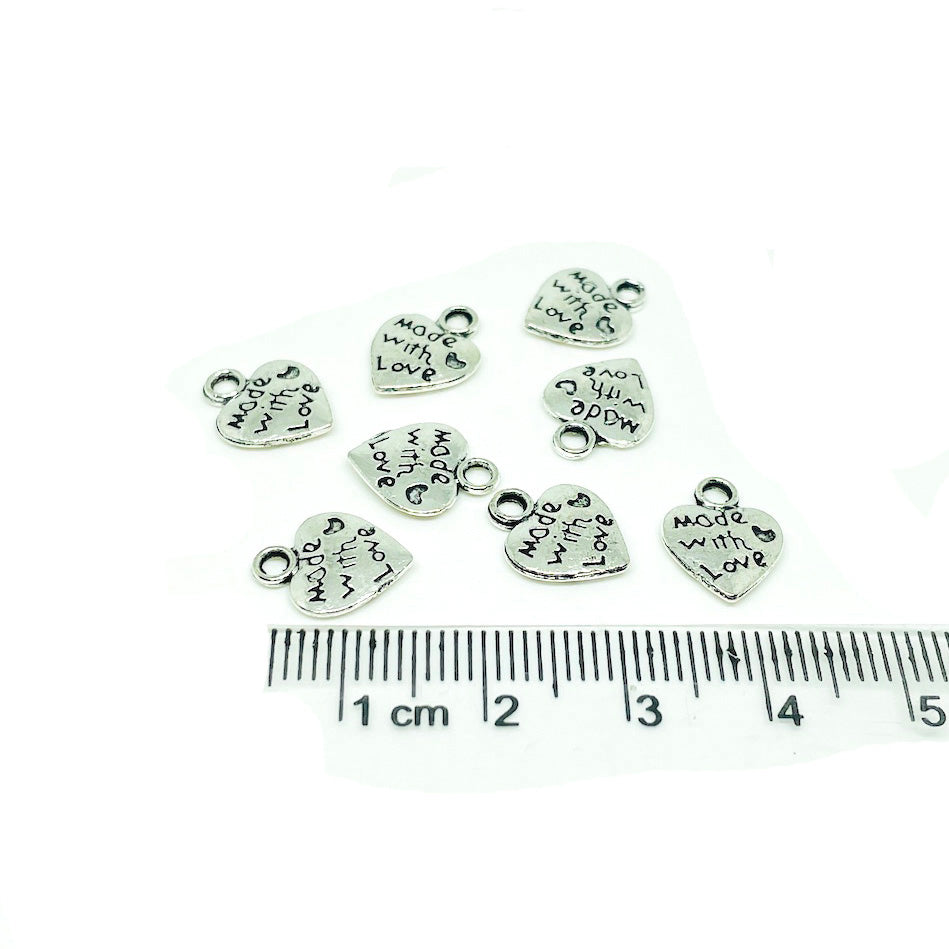 Colgante Corazón MWL Plateado - 10mm - 8und