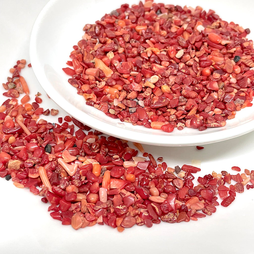 Piedra Natural Picada Para Orgones 100gr | Coral Rojo