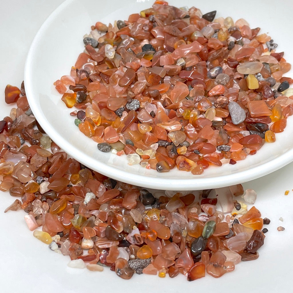 Piedra Natural Picada Para Orgones 100gr | Cornalina
