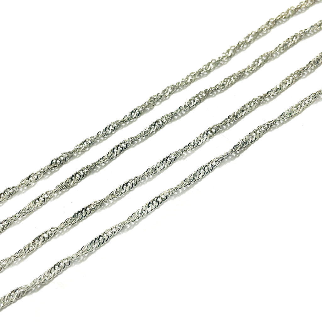 Cadena Niquelada Plana entorchada 2mm | Por Metro