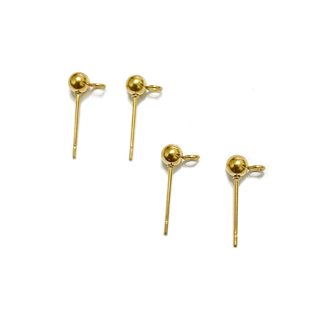 Base aros con bolita - Acero Quirúrgico Dorado - 2 pares