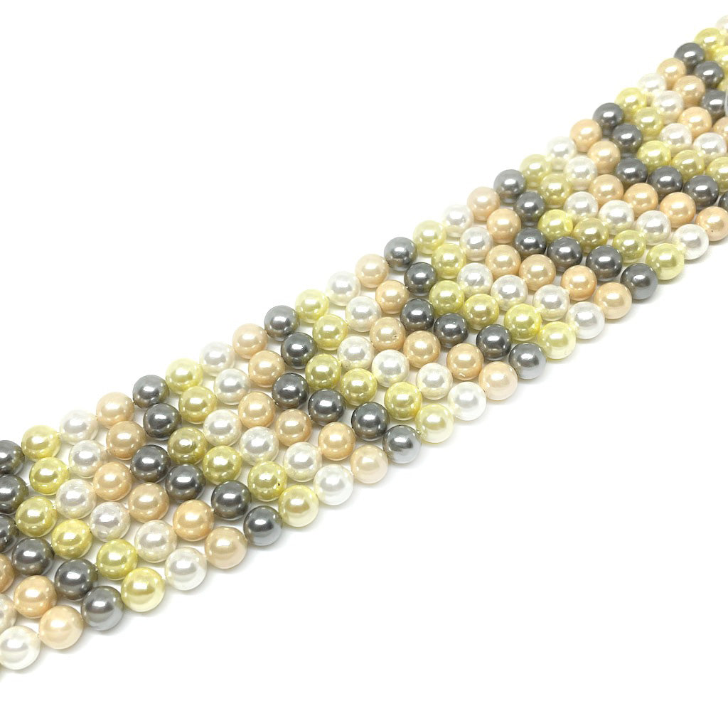 Perla Shell - Tonos Gris y amarillo - 6mm