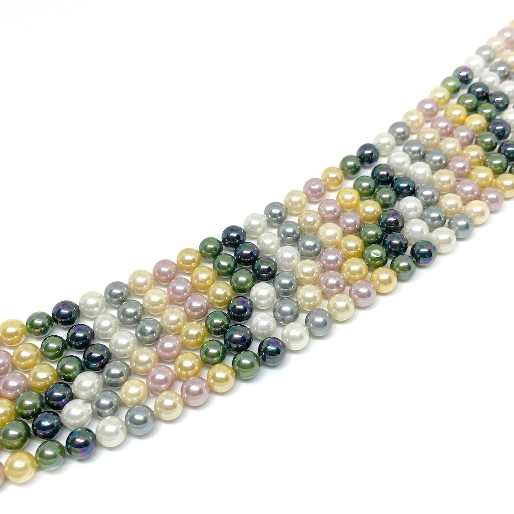 Perla Shell - Tonos Verde y Gris - 6mm