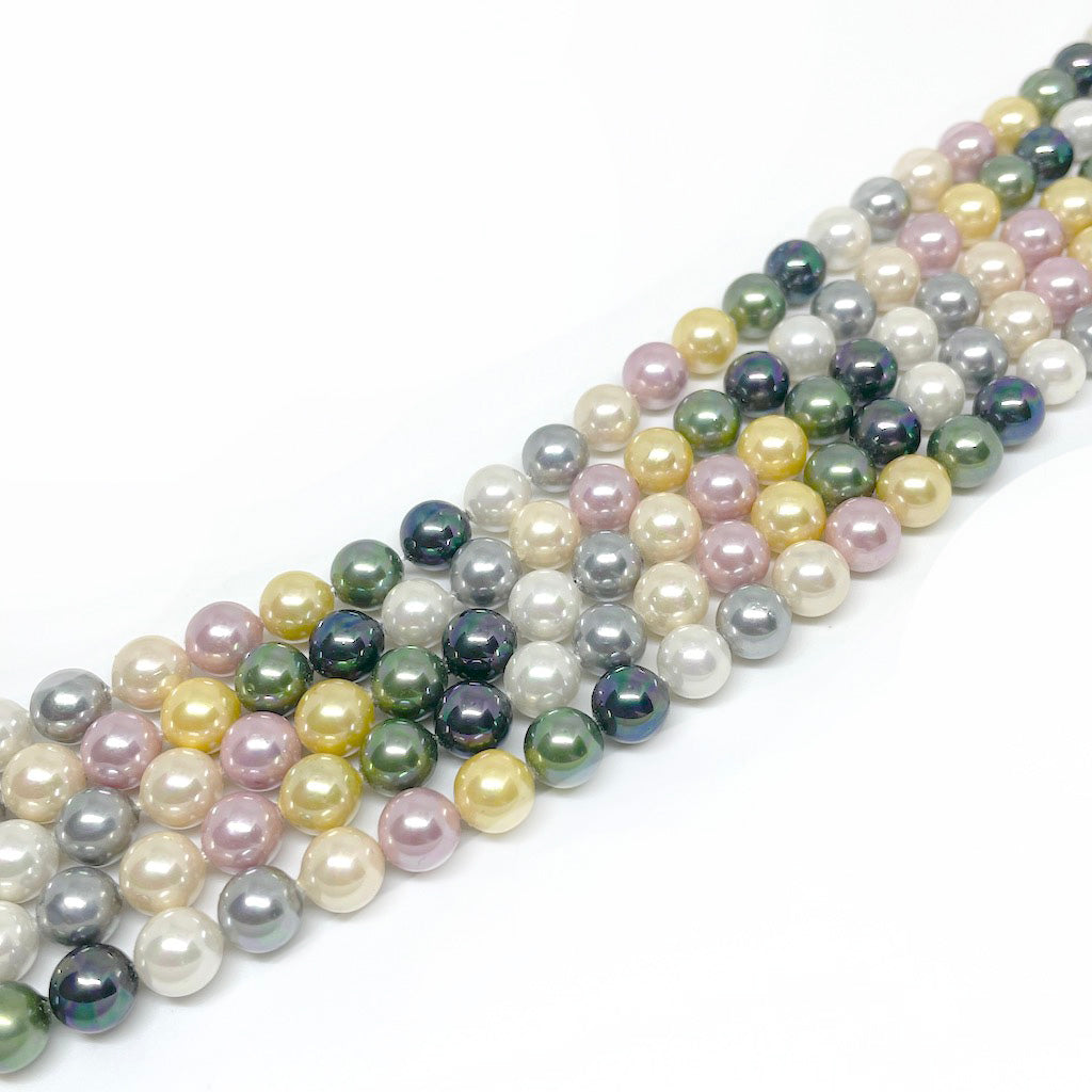 Perla Shell - Tonos Verde y Gris - 8mm