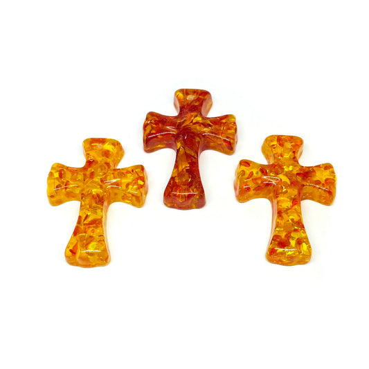 Cruz Acrílico Imitación Ámbar - 3,5cm - 3und