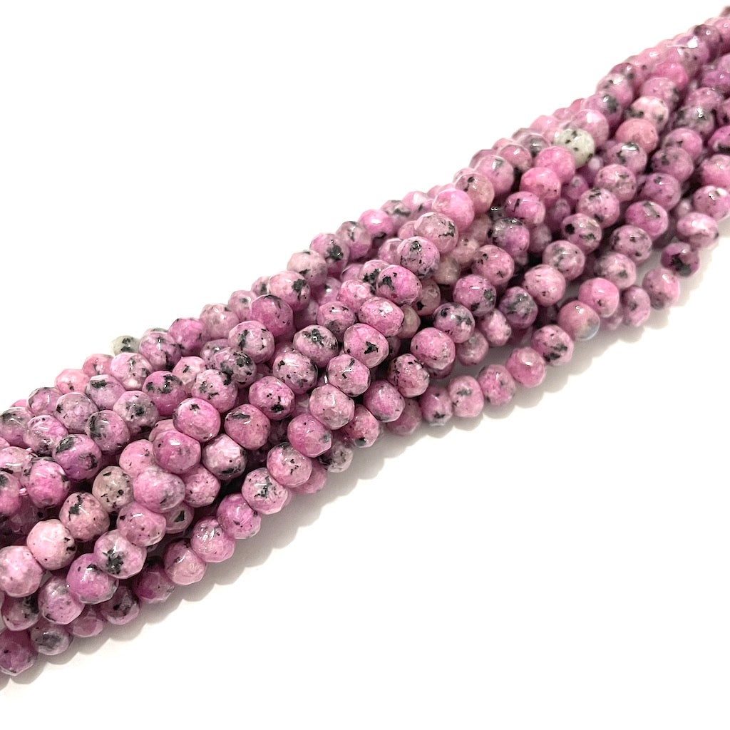 Agatas Tipo dona - 6x4mm - Rosado puntos negros