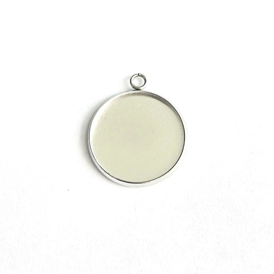 Base Cabujón Redonda Acero Quirúrgico - 20mm - 1und