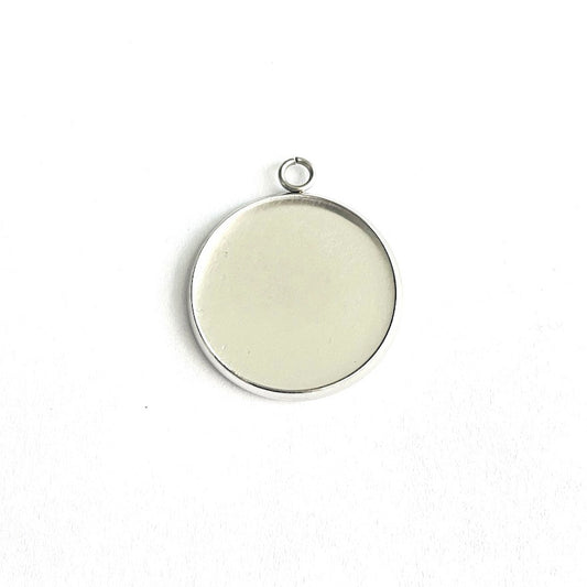 Base Cabujón Redonda Acero Quirúrgico - 20mm - 1und