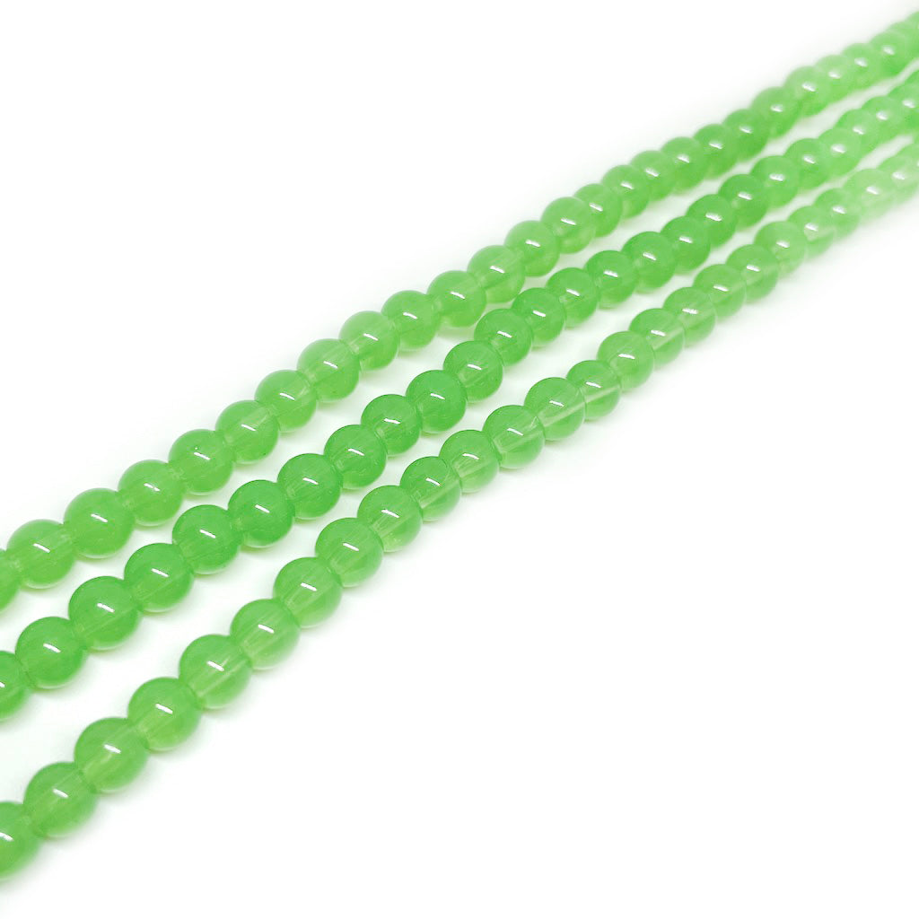 Perla de vidrio - 6mm - Tira 70und aprox. - Verde opalo