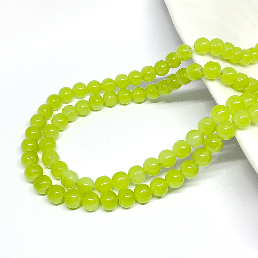 Perla de vidrio - 8mm - Tira 50und aprox. - Verde Manzana