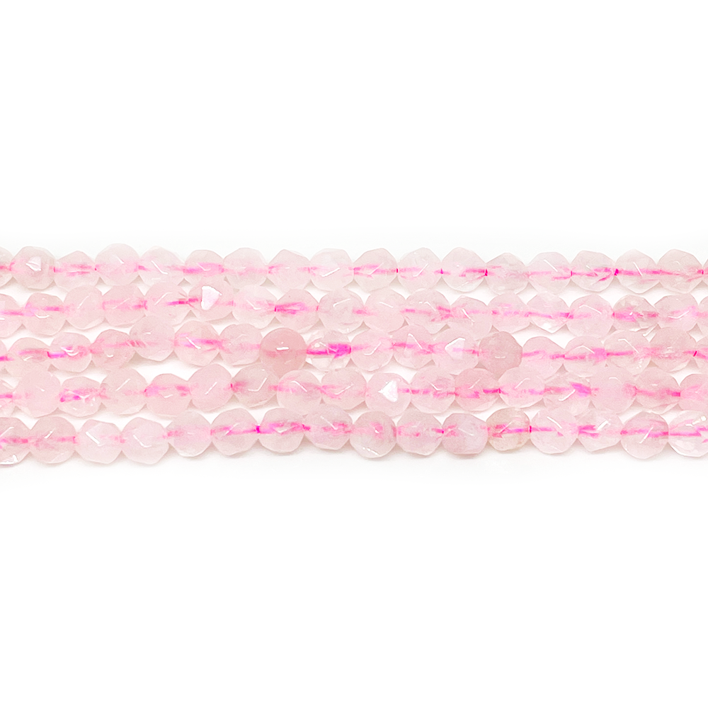 Piedra Natural facetado diamante - Cuarzo Rosado - 6mm