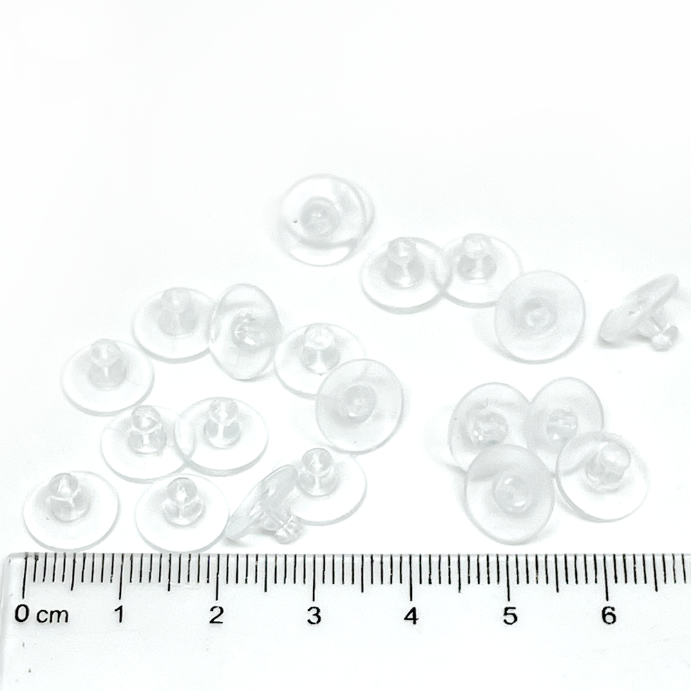 Tornillo tipo platillo de goma para Aros - Transparente - 1cm - 24und