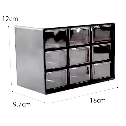 Caja de almacenamiento negra - 9 compartimientos