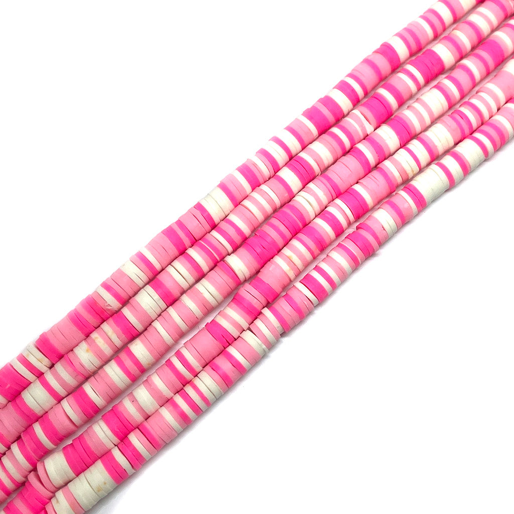 Cuentas de Fimo - 6x1mm - Rosado surtido