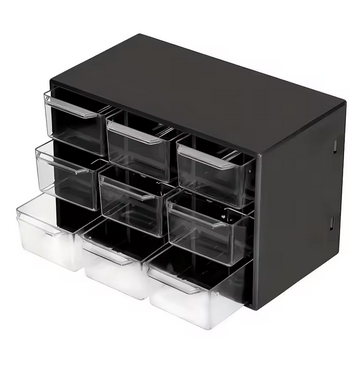 Caja de almacenamiento negra - 9 compartimientos