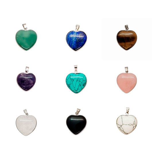 Colgantes Corazon de piedra con base - 25mm - Piedra a elección