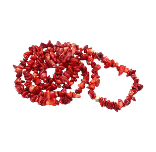 Chip de Piedra - Tira 80cm aprox - Coral Rojo