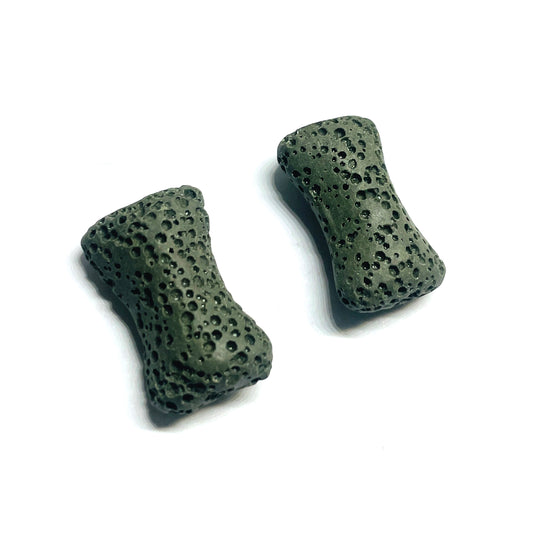 Set de Piedra Volcánica - Hueso Verde oscuro de 23mm - 2und