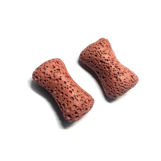 Set de Piedra Volcánica - Hueso Café de 23mm - 2und