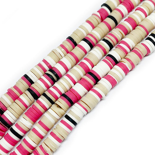 Cuentas de Fimo - 6x1mm - Beige negro y ciruela
