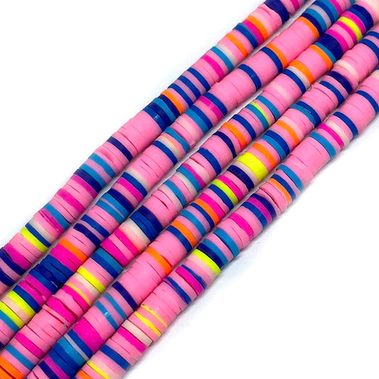 Cuentas de Fimo - 6x1mm - Rosa y azul
