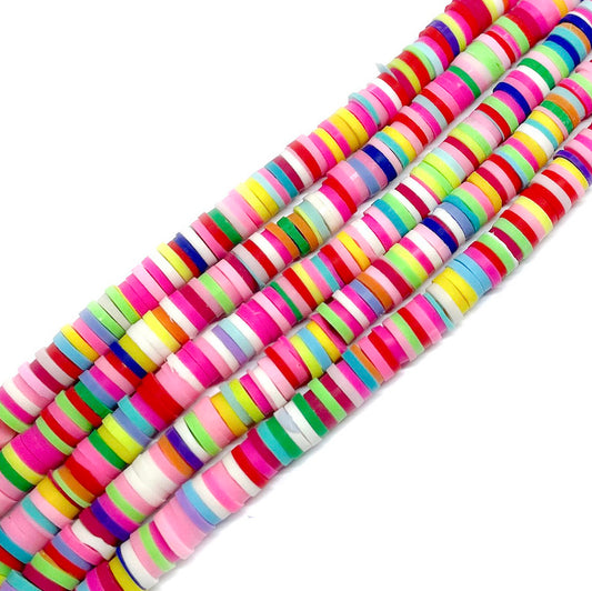 Cuentas de Fimo - 6x1mm - Arcoiris