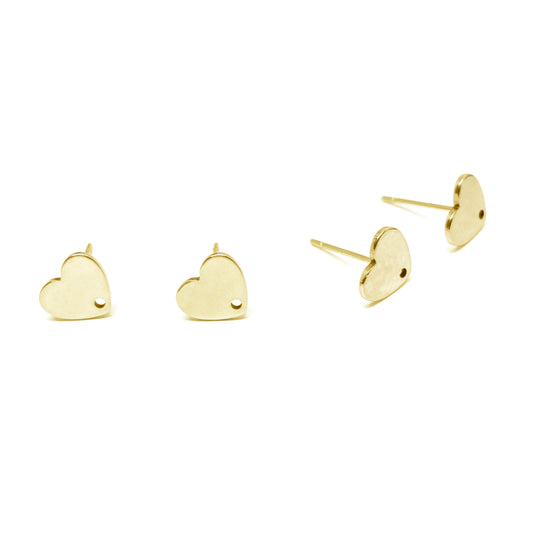 Base Aros Corazón 10mm - Acero Quirúrgico Dorado - 2 pares