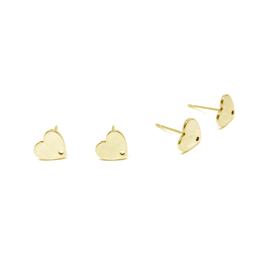 Base Aros Corazón 8mm - Acero Quirúrgico dorado - 2 pares