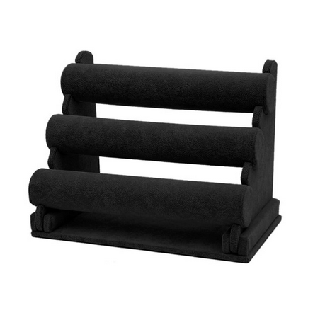 Exhibidor de 3 Niveles de terciopelo negro