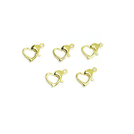 Broche Mosquetón Corazón 10mm - Dorado - Set 5und