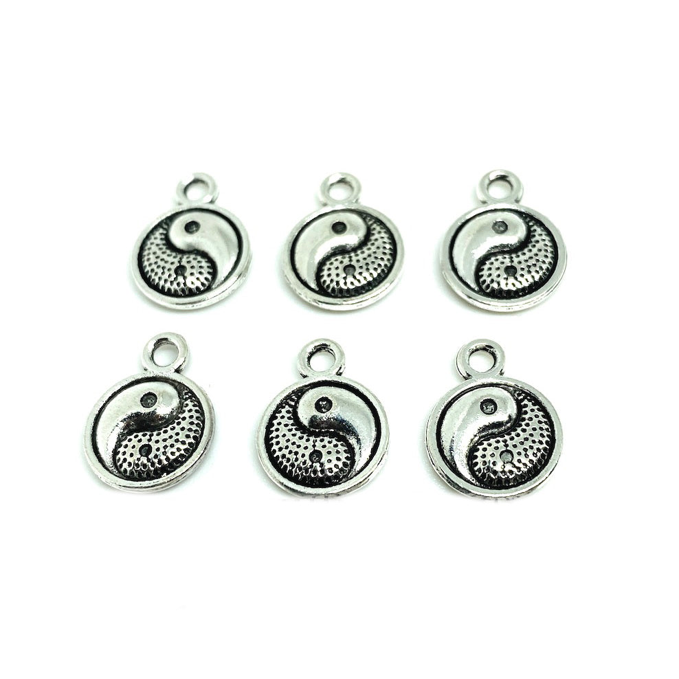 Colgante Yin Yang Plateado - 8mm - 6und