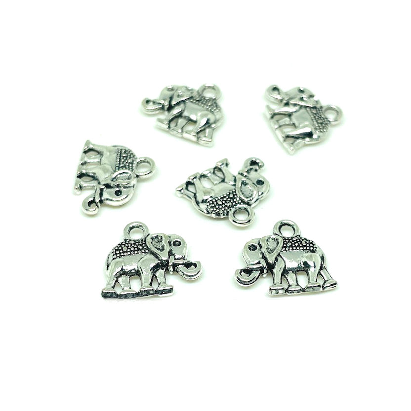 Colgante Elefante Plateado - 12mm - 6und