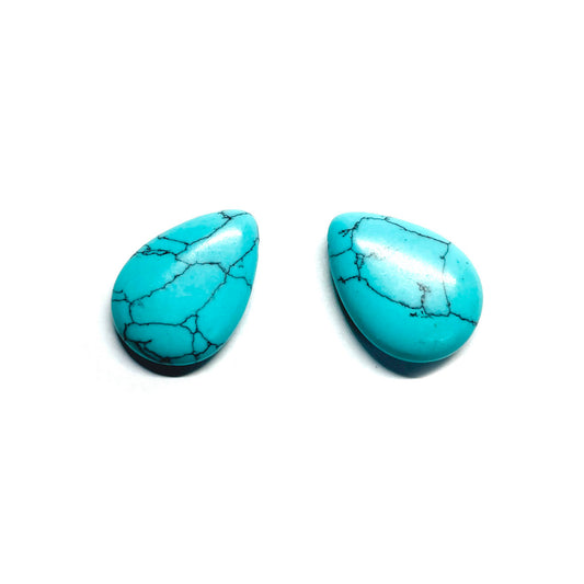 Set gotas de Piedra - 18x14mm - 2und - Turquesa Sintetica
