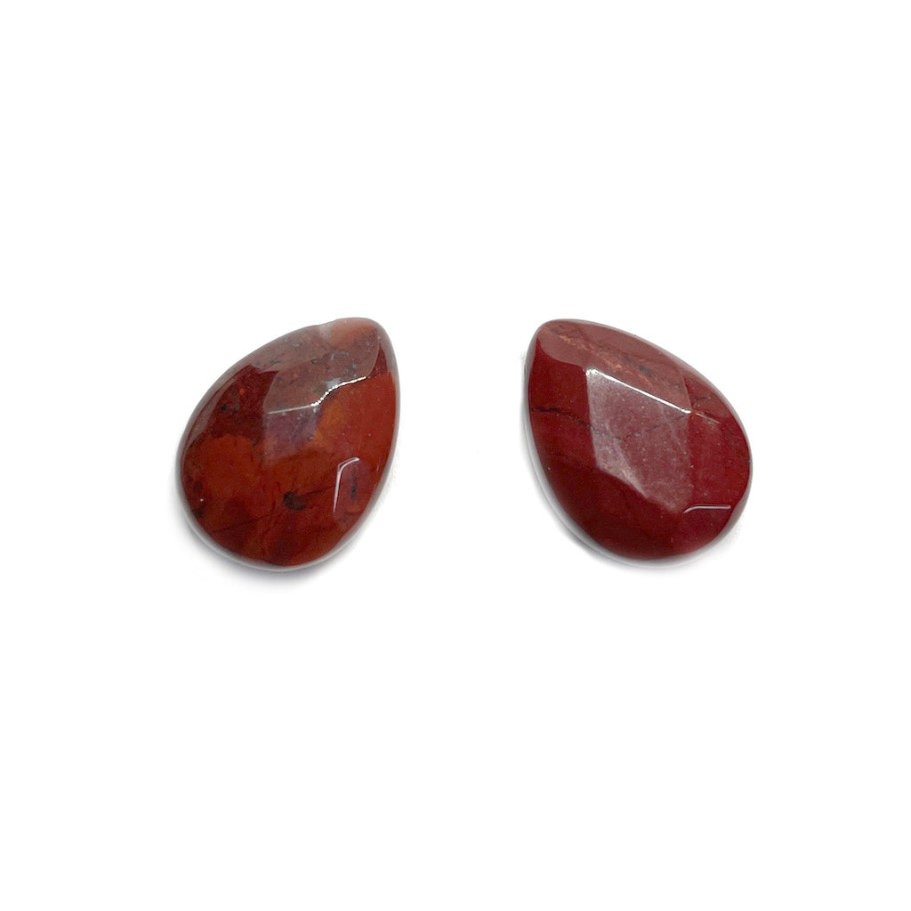 Set gotas de Piedra Facetada - 18x14mm - 2und - Jaspe Rojo Oscuro