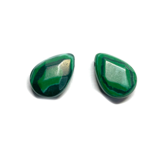 Set gotas de Piedra Facetada - 18x14mm - 2und - Malaquita Sintetica