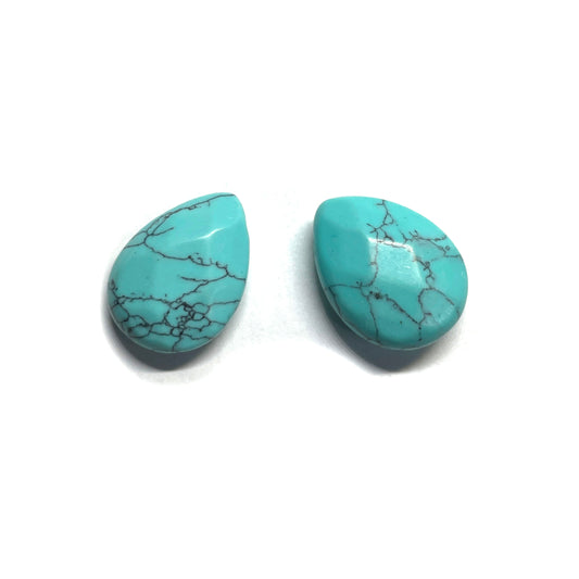 Set gotas de Piedra Facetada - 18x14mm - 2und - Turquesa Sintetica