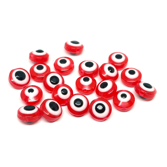 Ojos Turcos Acrílicos Plano - 7mm - Rojo - Set 25und